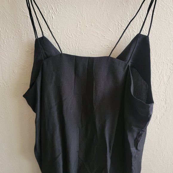 Black String Strap V Neck Blouse Tank Top - Picture 3 of 5